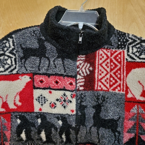 Vintage Outbrook Fleece Jacket Deer Polar Bear Penguin Jacket - Picture 1 of 8